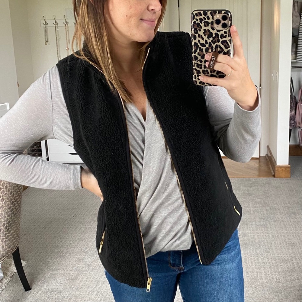 J. Crew Black Sherpa Mercantile Vest